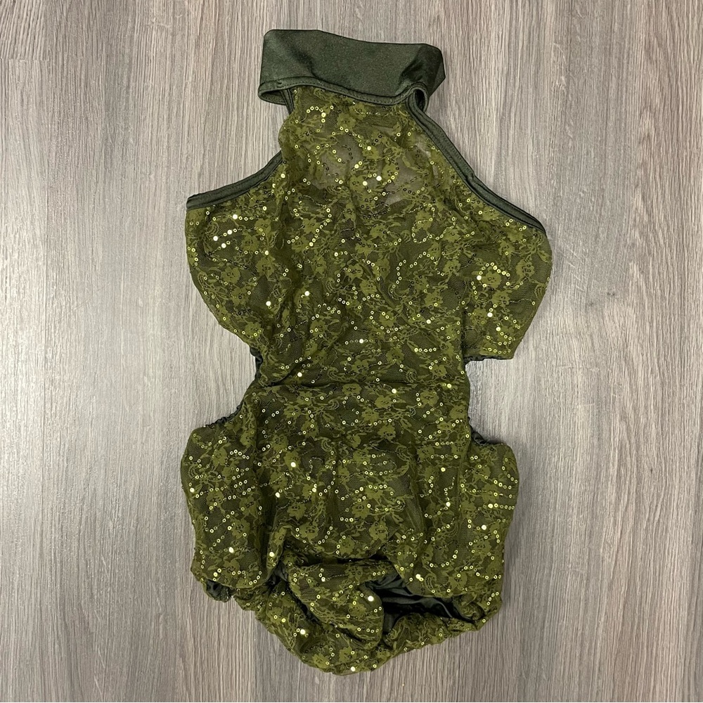 Custom Green Sequin Cut Out Leotard